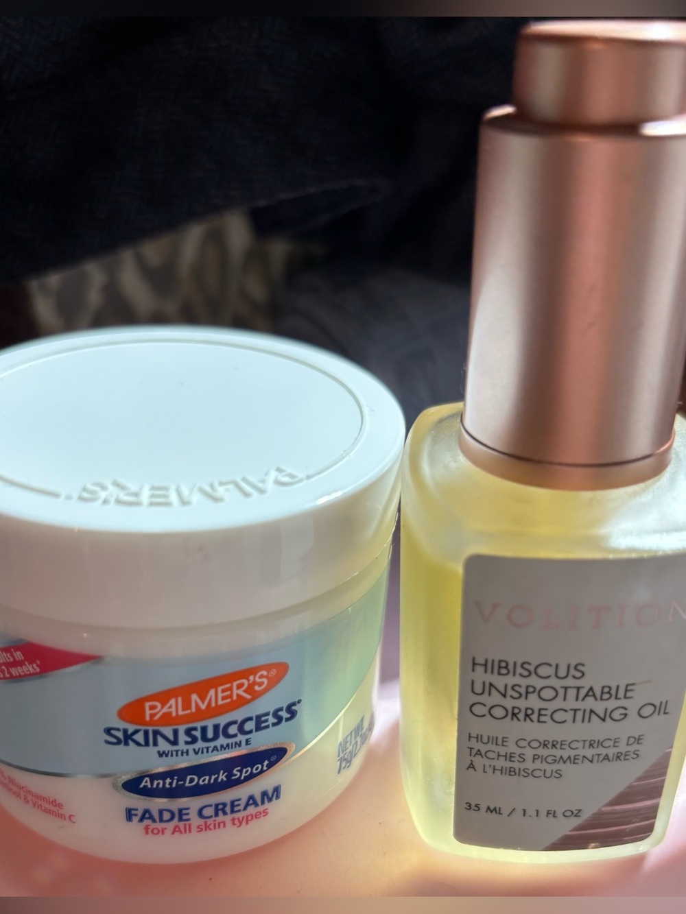 Palmer’s Dark Spot Fade Cream + Volition iHibiscus Unspottable Correcting Oil